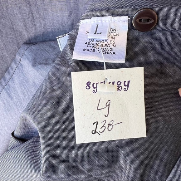 P. TAYLOR OVERSIZED MINIMALIST BUTTON DOWN 3/4 SLEEVE SHIRT SIZE LARGE GRAY NWT - Picture 6 of 9